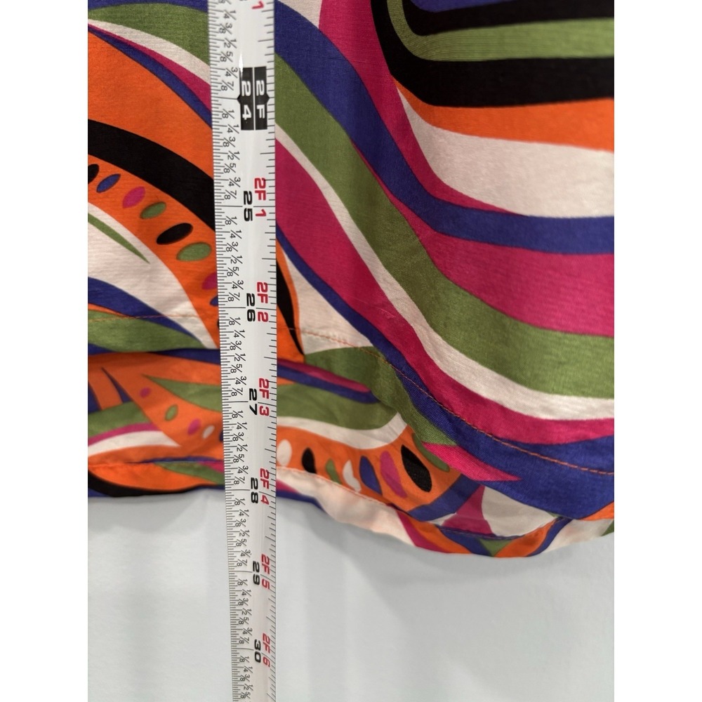 Clothes 1X 100% Silk Colorful Paisley Retro Button Front Blouse Top Maximalist - Picture 8 of 8